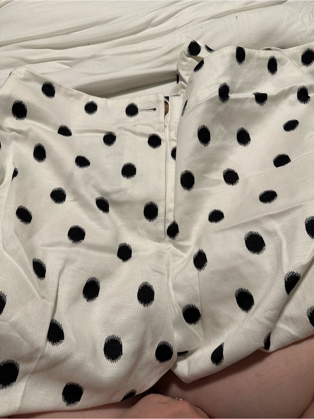 Ann Taylor Black Polka Dot Wide-Leg Trousers on White - Picture 2 of 5